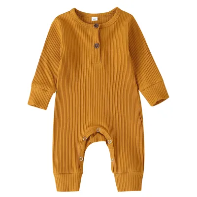 Baby Boys Solid Color Cotton Jumpsuit Toddler Romper 0-3T