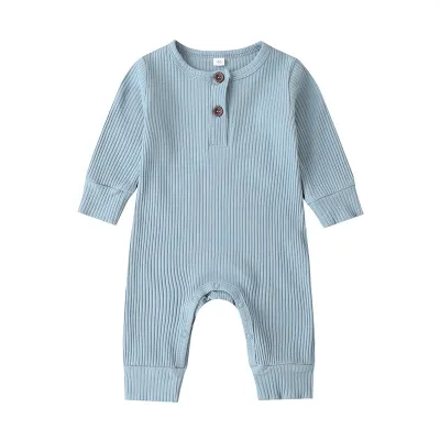Baby Boys Solid Color Cotton Jumpsuit Toddler Romper 0-3T