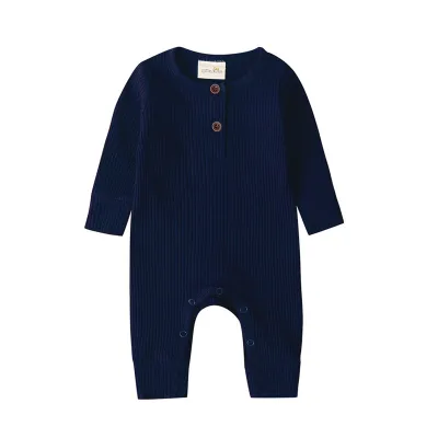 Baby Boys Solid Color Cotton Jumpsuit Toddler Romper 0-3T