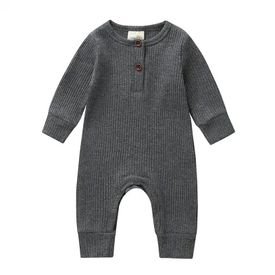 Baby Boys Solid Color Cotton Jumpsuit Toddler Romper 0-3T