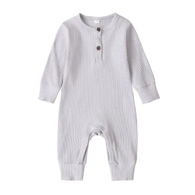 Baby Boys Solid Color Cotton Jumpsuit Toddler Romper 0-3T