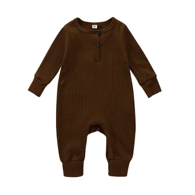 Baby Boys Solid Color Cotton Jumpsuit Toddler Romper 0-3T