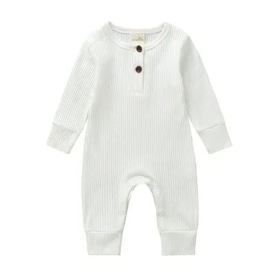 Baby Boys Solid Color Cotton Jumpsuit Toddler Romper 0-3T