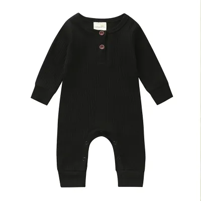 Baby Boys Solid Color Cotton Jumpsuit Toddler Romper 0-3T