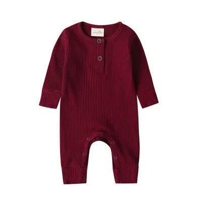 Baby Boys Solid Color Cotton Jumpsuit Toddler Romper 0-3T