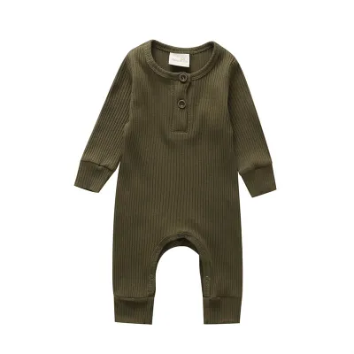 Baby Boys Solid Color Cotton Jumpsuit Toddler Romper 0-3T