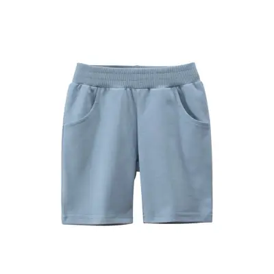 Boys Simple Solid Color Cotton Bermuda Shorts Mid Waist