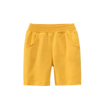 Boys Simple Solid Color Cotton Bermuda Shorts Mid Waist