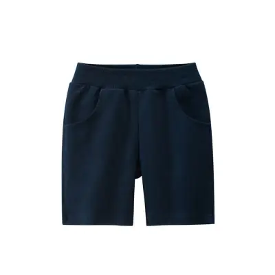Boys Simple Solid Color Cotton Bermuda Shorts Mid Waist