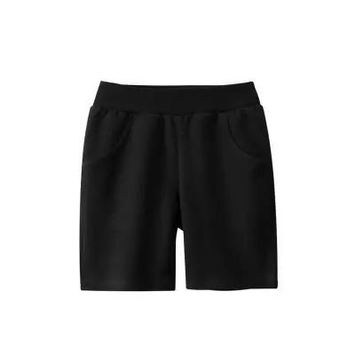 Boys Simple Solid Color Cotton Bermuda Shorts Mid Waist
