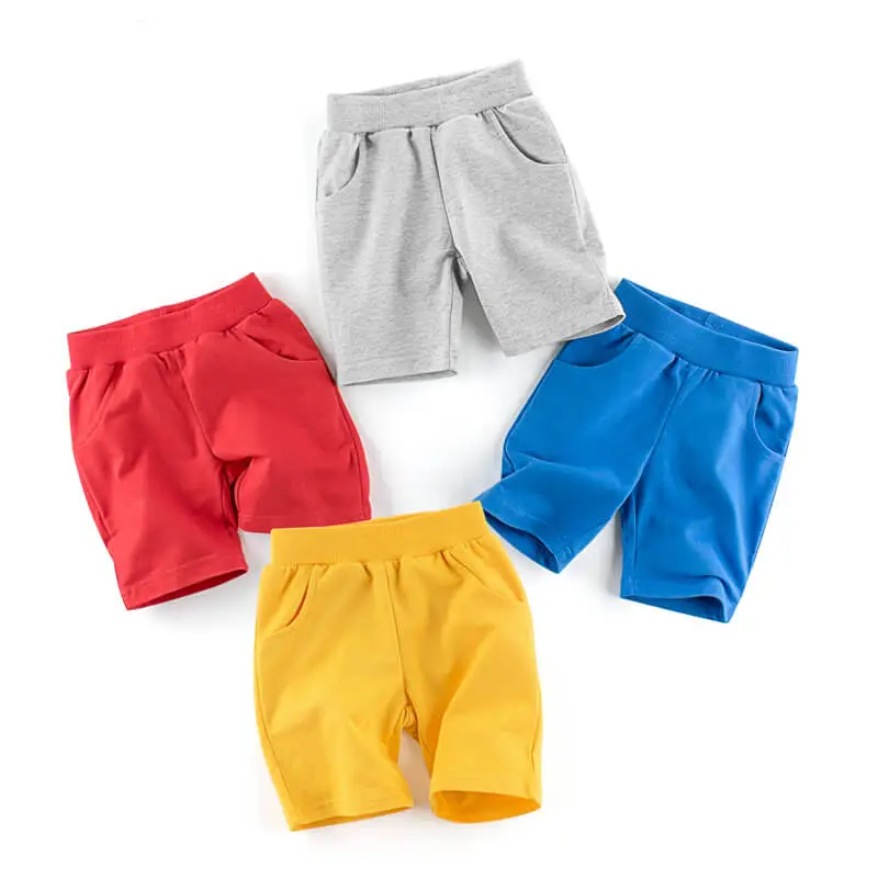 Boys Simple Solid Color Cotton Bermuda Shorts Mid Waist