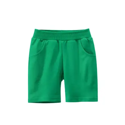 Boys Simple Solid Color Cotton Bermuda Shorts Mid Waist