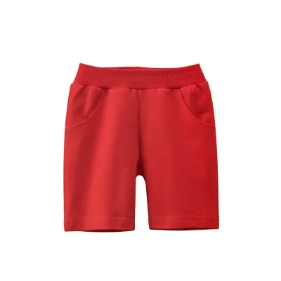 Boys Simple Solid Color Cotton Bermuda Shorts Mid Waist