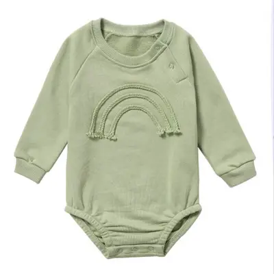 Kids Simple Rainbow Line Pattern Long-sleeves Romper