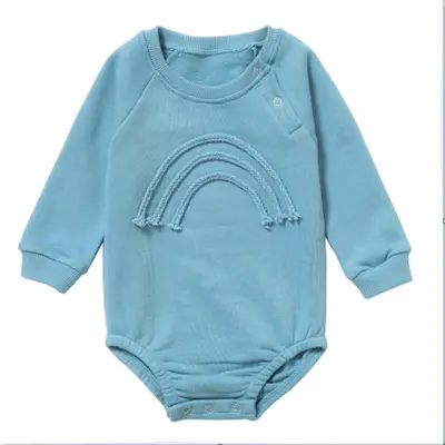 Kids Simple Rainbow Line Pattern Long-sleeves Romper