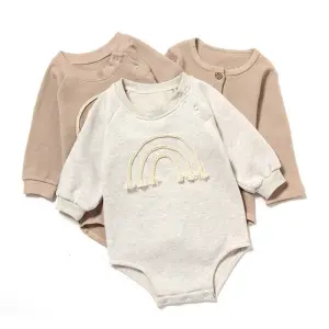 Kids Simple Rainbow Line Pattern Long-sleeves Romper