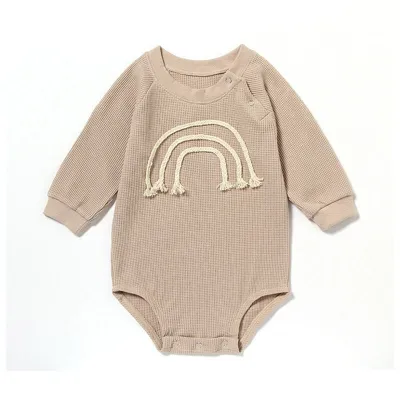 Kids Simple Rainbow Line Pattern Long-sleeves Romper