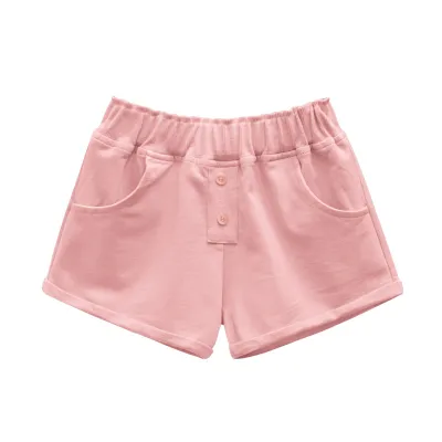 Kids Girls Simple Solid Color Cotton Shorts