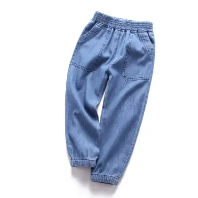 Girls Simple Pure Color Cotton Long Denim Jeans