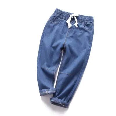 Girls Simple Pure Color Cotton Long Denim Jeans