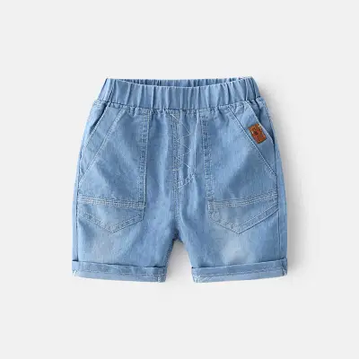 Boys Simple Elastic Design Denim Shorts