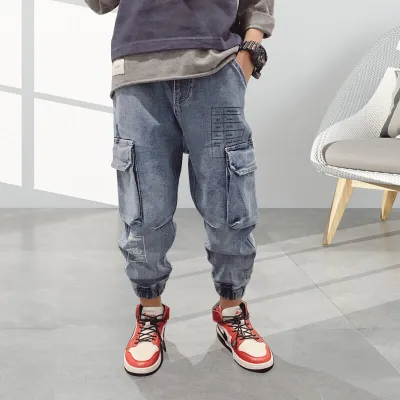 Boys Fashion Big Pocket Design Casual Jeans