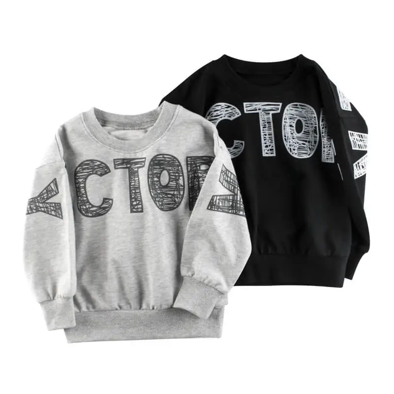 Boys Graffiti Letter Pattern Pullover Sweatshirt Long Sleeve Cotton