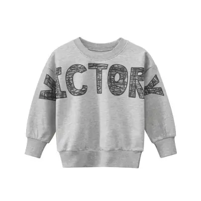 Boys Graffiti Letter Pattern Pullover Sweatshirt Long Sleeve Cotton