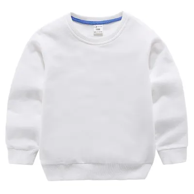Children Fashion Solid Color Round Neck Long Sleeve Pullover Cotton Sweatshirt