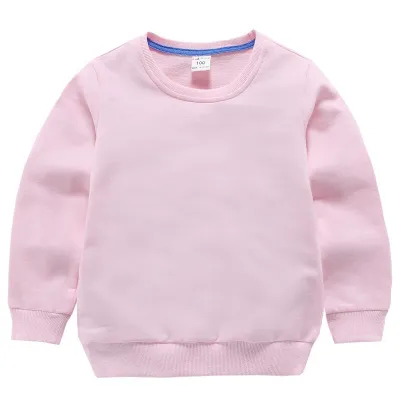 Children Fashion Solid Color Round Neck Long Sleeve Pullover Cotton Sweatshirt