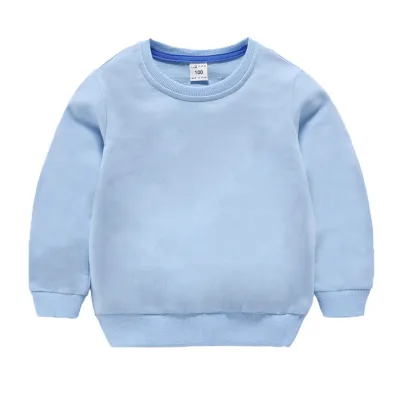 Children Fashion Solid Color Round Neck Long Sleeve Pullover Cotton Sweatshirt