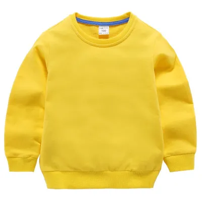 Children Fashion Solid Color Round Neck Long Sleeve Pullover Cotton Sweatshirt