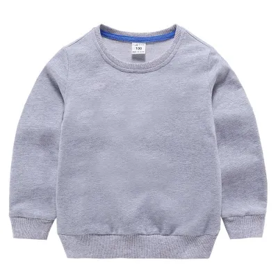 Children Fashion Solid Color Round Neck Long Sleeve Pullover Cotton Sweatshirt