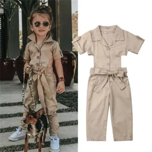 Girls Casual Short Sleeve Jumpsuits