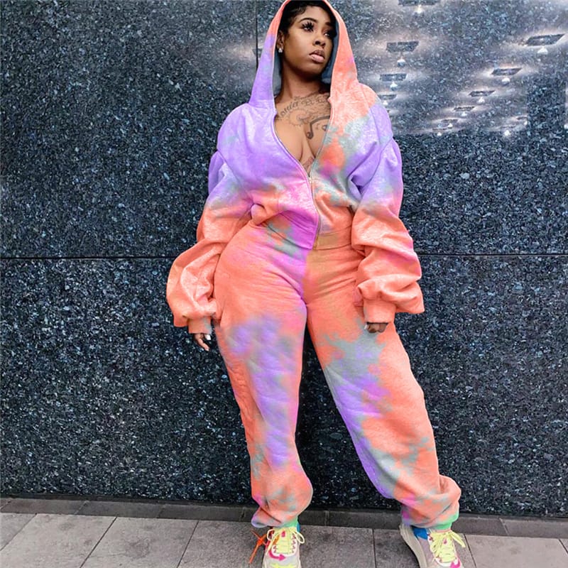 Tie dye sweatsuit set plus clearance size