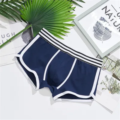 Men Block Color Stripes Pattern Breathable Boxers Underwear