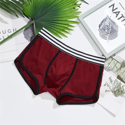 Men Block Color Stripes Pattern Breathable Boxers Underwear