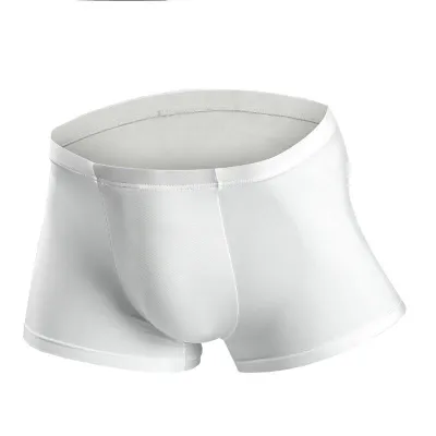 L-4XL Men Ultra-Thin Plain Color Seamless Boxers Underwear