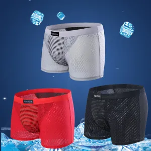 L-4XL Men Plus Size Hollow Mesh Breathable Ice Silk Modal Boxers