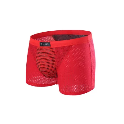 L-4XL Men Plus Size Hollow Mesh Breathable Ice Silk Modal Boxers