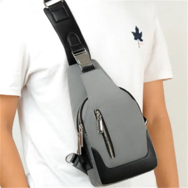 Men Casual Soft Oxford Crossbody Chest Pack with Lock