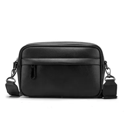 Men Fashion Plaid Print Small Crossbody Bag PU Leather Casual Shoulder Bag Horizontal Square Shape