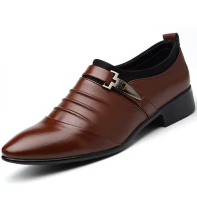 Men Casual Pointed-toe PU Leather Shoes Size 6.5-12 Rubber Outsole