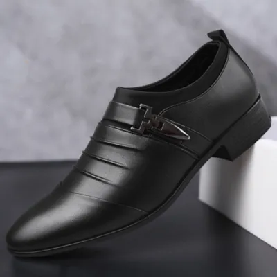 Men Casual Pointed-toe PU Leather Shoes Size 6.5-12 Rubber Outsole