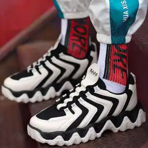 Size:6.5-10 Men Fashion Color Matching Lace Up Casual Sneakers