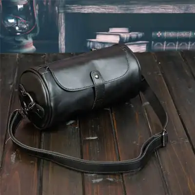 Men's Lock Clasp Wide Shoulder Straps Solid Color Crossbody Bag
