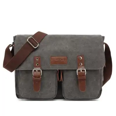 Men Vintage Canvas Large Capacity Multi-pocket Crossbody Shoulder Bag