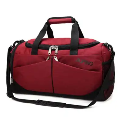 Men Zipper Color Blocking Letter Printed Large Capacity Travel Bag Unisex Nylon Solid Color Weekend Bag