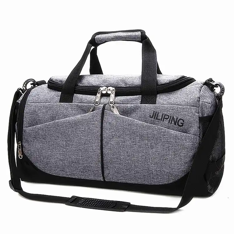 Men Zipper Color Blocking Letter Printed Large Capacity Travel Bag Unisex Nylon Solid Color Weekend Bag