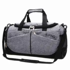 Men Zipper Color Blocking Letter Printed Large Capacity Travel Bag Unisex Nylon Solid Color Weekend Bag